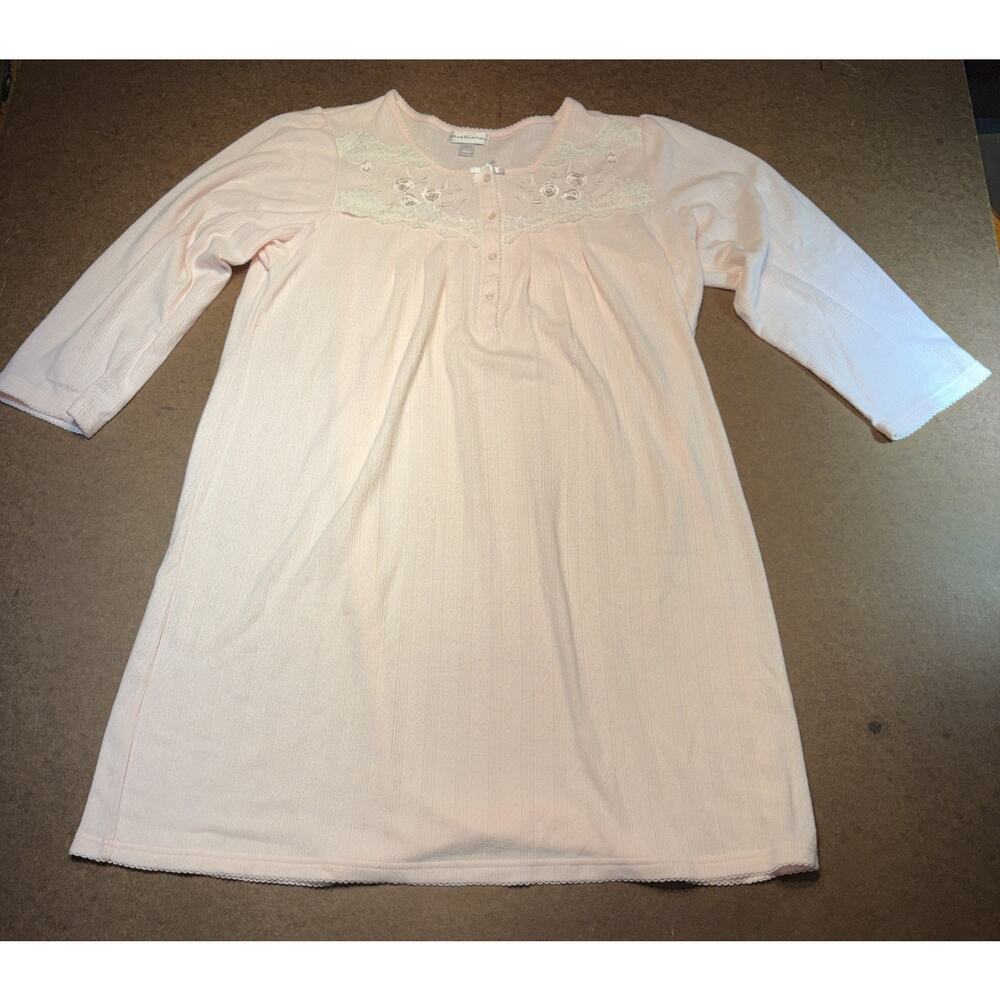 Vintage Miss Elaine Woman’s Nightgown Dress Pink Long Sleeve